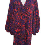 JODIFL  Red and Purple Leopard Print Dress with Full Sleeves Size Large Photo 0
