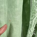 Piazza Del Tempo Lace Top Linen Blend Long Sleeve Crochet Detail Green Blouse XL Photo 7