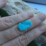 Hemimorohite blue druzy sterling silver ring Blue Photo 4