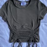 Princess Polly  Stormi Khaki Green Ruched Crop Top size 2 Photo 0