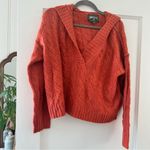 American Eagle Outfitters Burnt Orange Hooded Cable Knit Pullover Sweater Small Photo 0