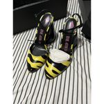The Attico Luz Block Cone Heel Ankle Strap Pumps Yellow Black Size 36 Photo 0