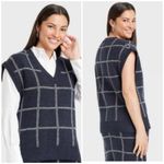 A New Day Navy Plaid Sweater Vest Size S Photo 1