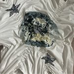 Irregular Scrunched Graphic Crop Top Photo 2