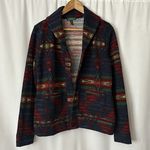 Ralph Lauren Lauren Dark Blue Aztec Print Long Sleeve Jacket Coat **Size L**🌺🌺 Photo 0