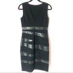 Lafayette 148 Genuine Leather Trim Ponte Sheath Dress Size 6 Black Photo 3