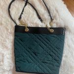 Talbots Quilted Tote Purse Bag Green with Gold Chain Photo 1