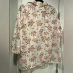 Alfred Dunner Floral Striped 3/4 Sleeve Collared Button Down Semi Sheer Size 14 Photo 11