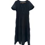 Anthropologie  Maeve Poplin Cotton Somerset Maxi Dress Black Size Large Photo 8