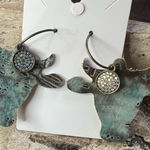 Handmade Rustic Western Steer Dangle Earrings | Boho Cowgirl Blue Hook | NEW Photo 0