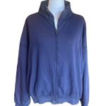 PINK - Victoria's Secret PINK Ivy Fleece Full Zip Sweatshirt Navy Blue Womens Large NWOT Photo 3