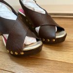 Lilly Pulitzer  Callie Wedge Leather Brazilian Brown Womens 7 New Photo 9