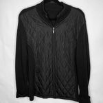 Black Zip Front Sweater Cardigan Quilted Front Sz Large? Photo 0
