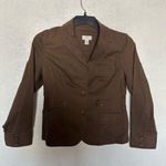 Loft Ann Taylor Brown Blazer Women's Size 8P Cotton With Pockets Casual Jacket Photo 0