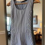 Doe & Rae Women's Shirt Size L Blue Striped Sleeveless Photo 0