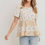 Anthropologie Womens  Paper Crane Kourt Spring Floral Tiered Top - Sz XS Photo 0