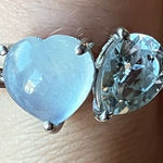 Natural Aquamarine Sterling Silver Heart Ring Size 5.75 Photo 0
