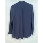 H&M Womens  Viscose Band-Collar Blouse 4 Navy Officewear Business Casual Photo 2