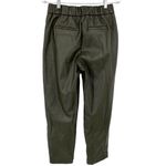 A New Day  Faux Leather Pull On Tapered Pants Dark Green Size Small Boho Pockets Photo 2
