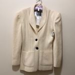 Vintage Wayne Rogers szS cream colored wool blazer jacket with shoulder pads EVC Photo 1