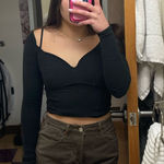 Urban Outfitters  Off-The-Shoulder Black Long Sleeve Top Photo 0