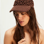 Free People Silvie Crochet Baseball Hat in Chocolate NWT Retail $48 Photo 0
