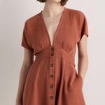 Quince NWT  Vintage Wash Tencel Button Front Dress Sz  M Orange Photo 0