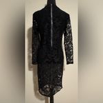 Boohoo EUC  Black Floral Lace Zip Up Long Sleeve Sheer Dress size 6 Photo 4