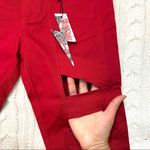 Tripp NYC  Z-Cut Strappy Skinny Jeans In Red Photo 2