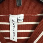 Grace + Karma Striped Knit Top with Ruffle Details On Shoulders Size Large NWOT Brown Photo 1