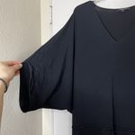 Lafayette 148 black vneck drawstring casual short sleeve dress w pockets Large Black Photo 2