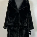 DKNY  Women's Black Front Button Down Faux Fur Jacket Coat Photo 0