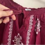 Sonoma  Maroon Red Embroidered Exposed Sleeve Peasant Blouse Shirt Top Boho Photo 2