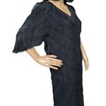 American Vintage Vintage Nightworks 1920's Flapper Dress Gatsby Black with Fringe size medium Photo 6