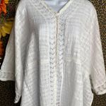 Doe & Rae ✅3/$30✅NWT  White Oversized Embroidered Cotton Swimsuit Cover-Up LARGE Photo 3