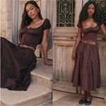 House Of CB 'Cora' Rich Brown Gathered Midi Skirt NWOT size L Photo 5