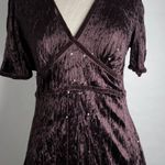 Crushed Velvet Cool Brown Witchy Cap Sleeve V Photo 0