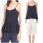 Tibi Fil Coupe Fringe Ruffle Cami Tank Top in Navy Blue Photo 15