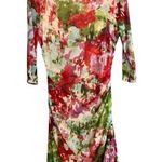 Kay Unger  polyester boat neck half sleeve colorful ruched sides midi dress XL #7 Photo 0