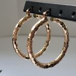 Textured Hollow Tube Hoop Earrings Gold Filled Photo 0