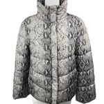 Betsey Johnson Womens Gray Snake Skin Animal Ski Puffer Quilted Coat Jacket Sz S Photo 0
