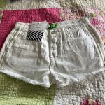 Free People • Sandrine Rose Cut Off Side Zipper White Denim Jean Shorts Size 26 Photo 4