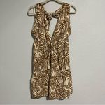 House of Harlow  1960 Tropical Leaf Plunge Linen Mini Dress Size Medium Photo 2