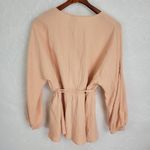 Ava & Viv  Womens Blouse Size X Peach Venus Neck String Knot Long Sleeve Photo 25
