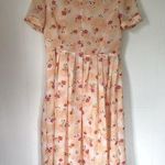 Midi floral dress ~ peach pinks ~ short sleeved ~ women’s size M/L Size L Photo 0