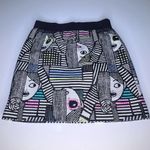 Milly  Les Femmes Mod‎ Faces Multicolor Jacquard Full Back Zip Mini Skirt Size 6 Photo 7