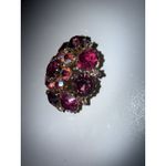Vintage Weiss Pink & Iridescent AB Rhinestone Mounded Cluster Brooch Signed Red Photo 2