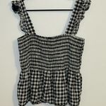 Freshman Forever Freshman 1996 Women L Black & White Plaid Smocked Strappy Tank Cami Top NWT Photo 1
