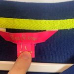 Lilly Pulitzer  Corden Knit Sweatshirt Low Tide Navy Puff Sleeves Flower Cutouts Photo 3