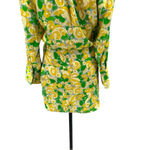 ZARA ‎ Green Yellow Floral Print Satin Wrap Mini Dress Size Medium Photo 12